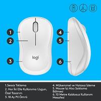 LOGITECH M220 SESSİZ BEYAZ KABLOSUZ MOUSE 910-006128